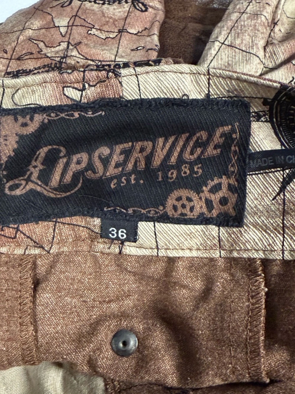 Lip Service Map of the World Pleated Cargo Kilt, Steampunk, Traveler, Goth, Punk - Picture 11 of 11
